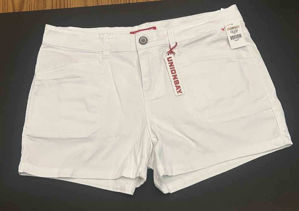 Unionbay Delaney Juniors 15 (32W) White Stretch Twill Shorts NEW